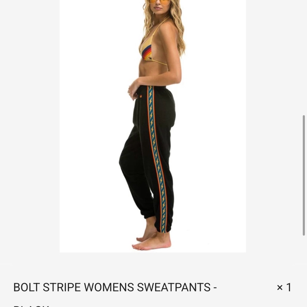 Aviator Nation Black Joggers with Multicolor Stripes